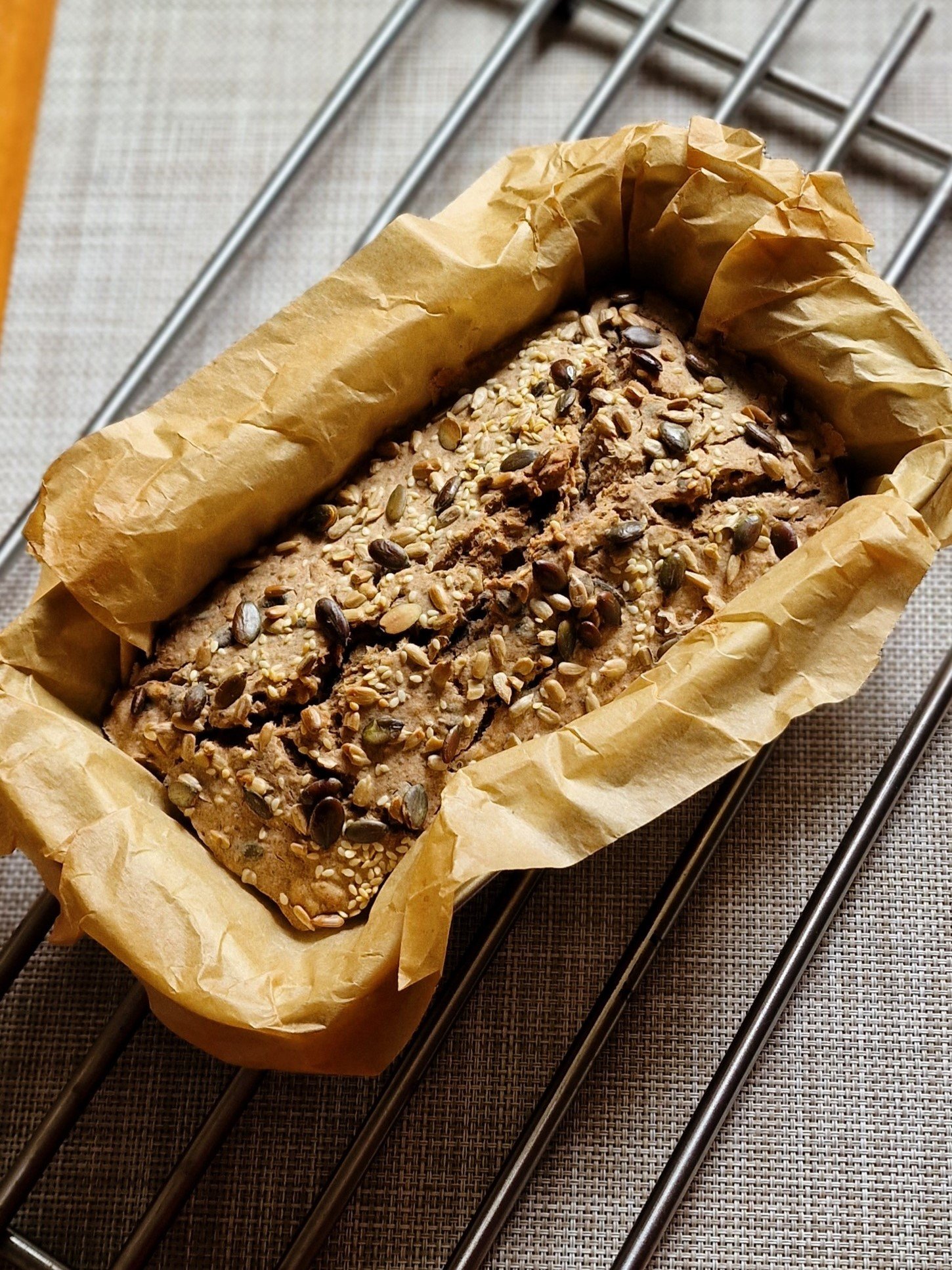 Buckwheat flour bread with seeds