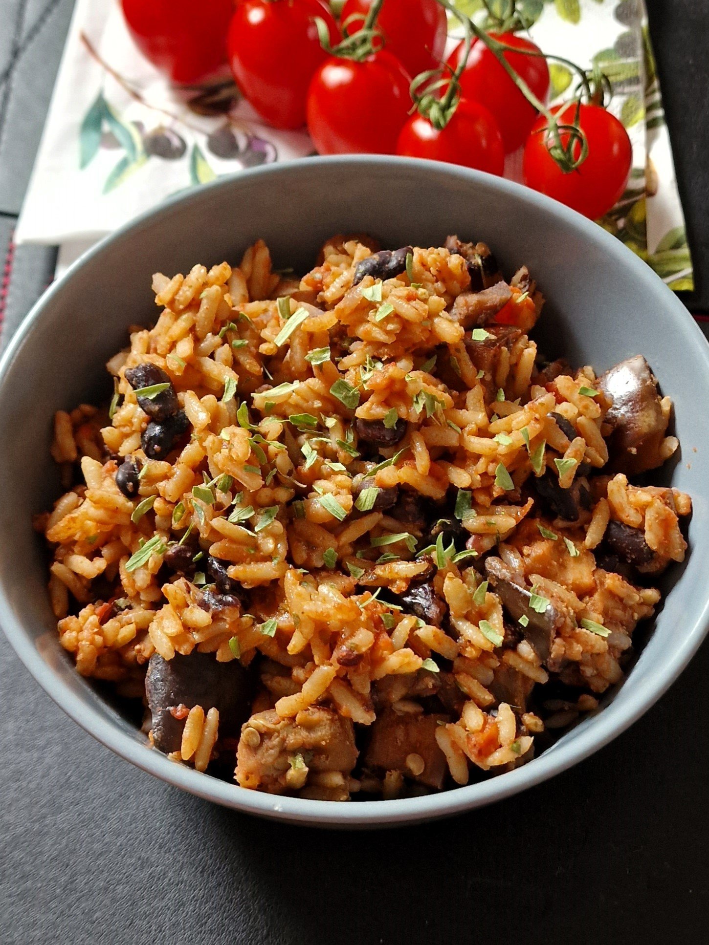 Smoky aubergine rice