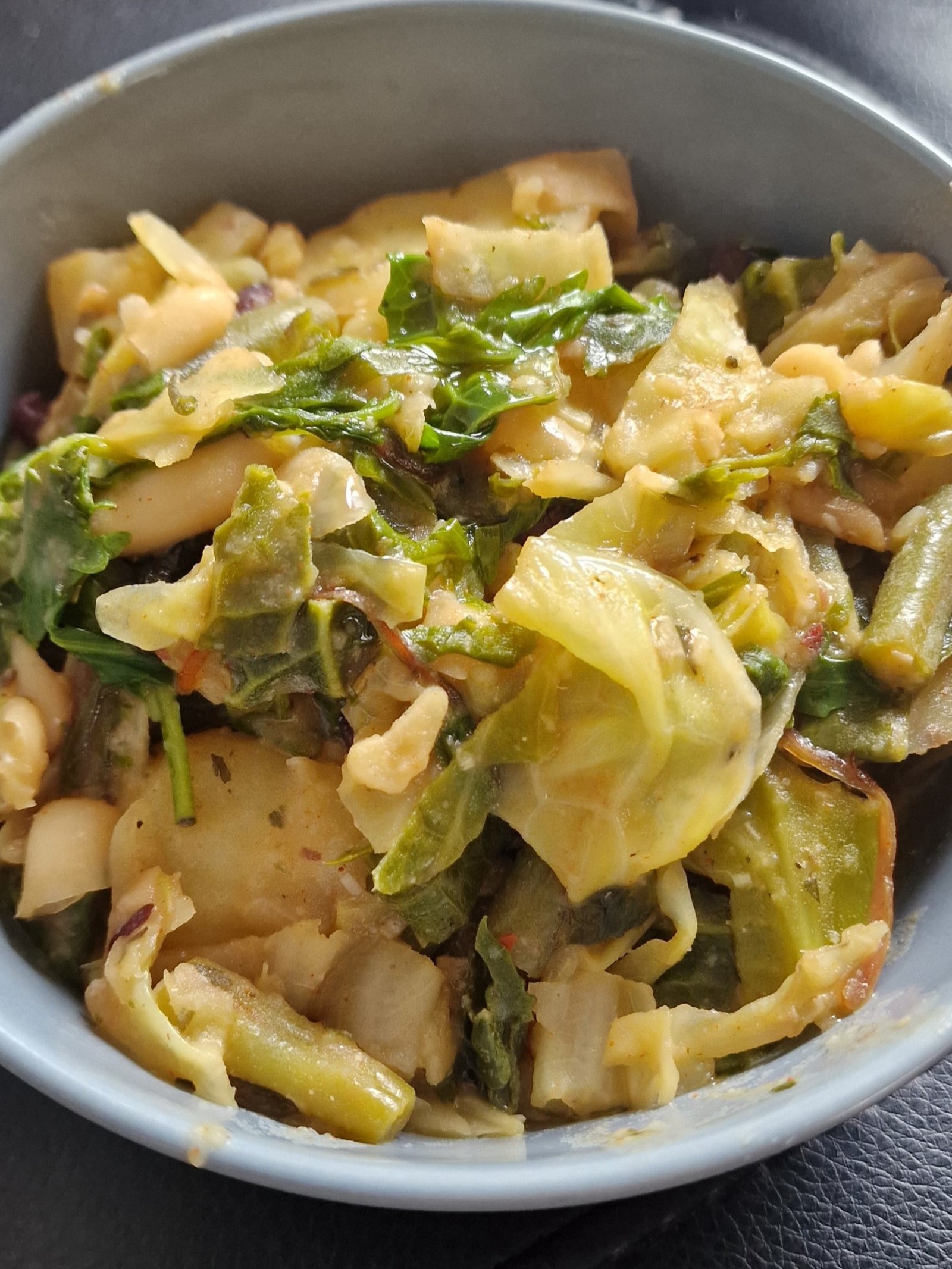 Potatoes with cabbage and beans