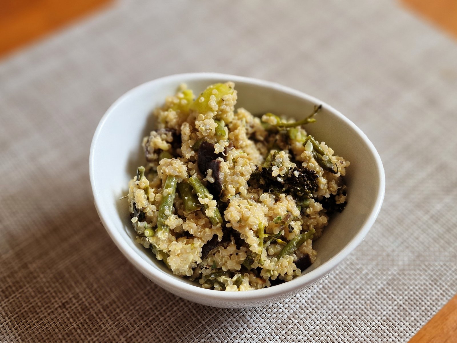 Quinoa with roasted vegetables and honey mustard dressing