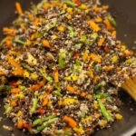 Warm black lentil and quinoa salad