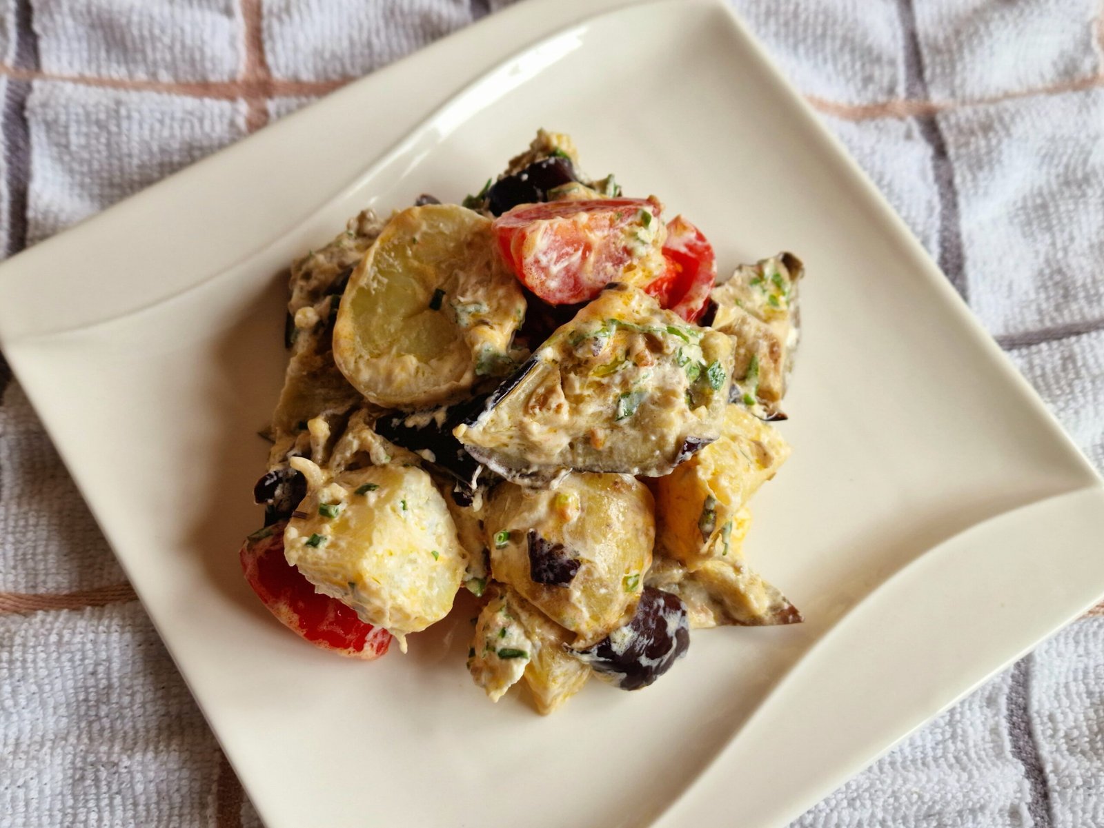 Delightful Potato, Aubergine, and Goat’s Cheese Salad